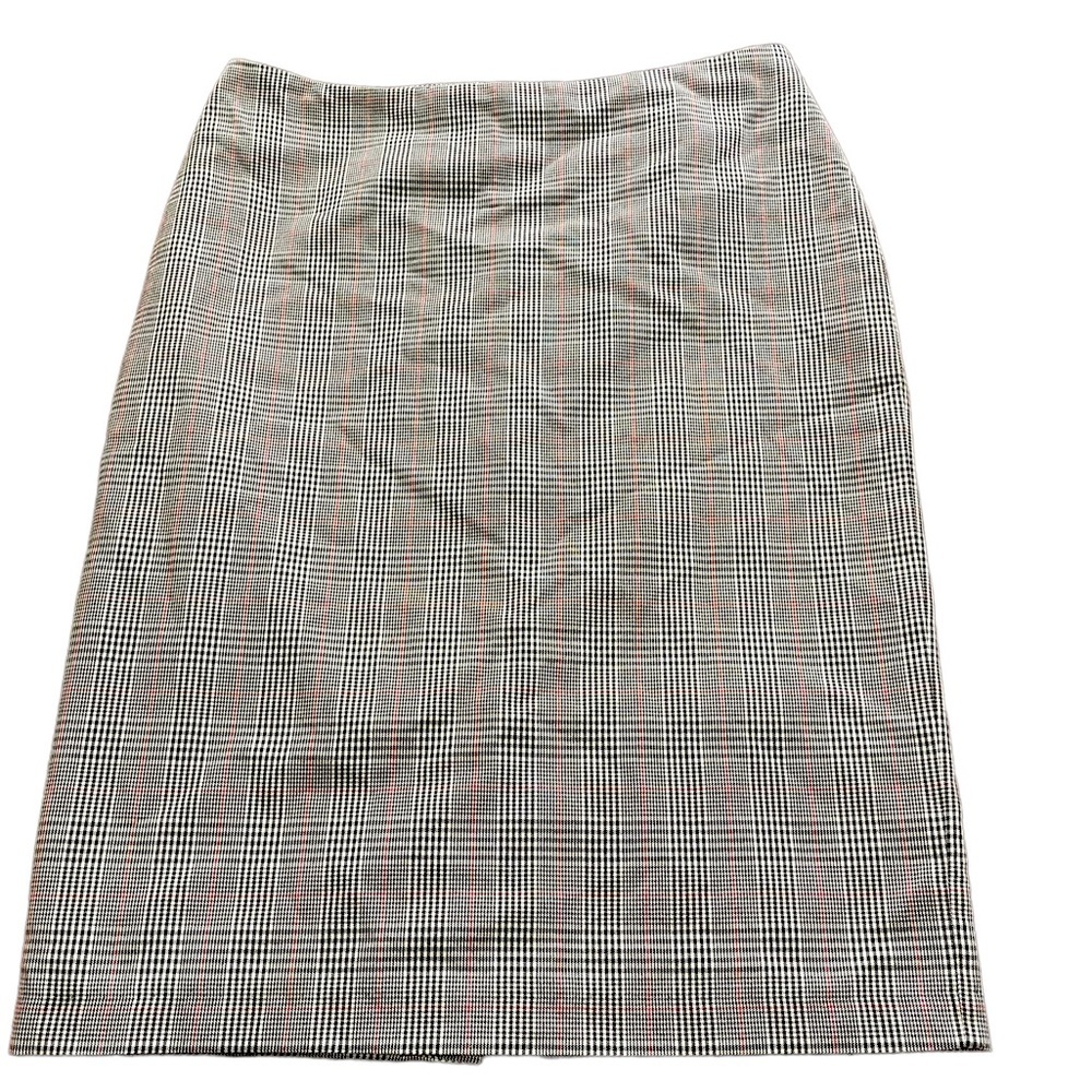 Hennes collection plaid pencil skirt gray, black, white red size 10